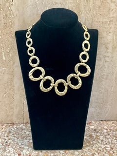 Vintage Gold Toned Hammered Open Circle Necklace
