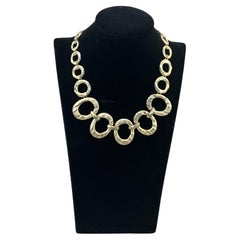 Vintage Gold Toned Hammered Open Circle Necklace