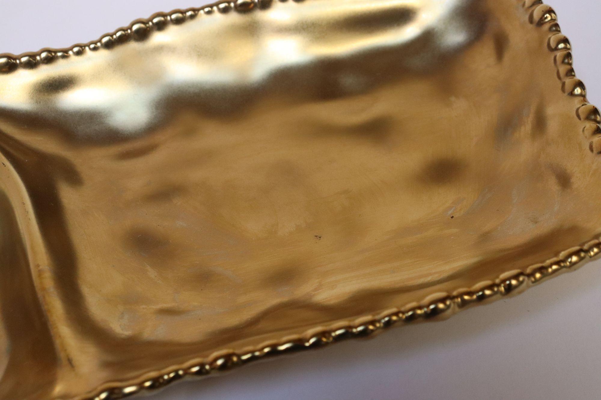 Vintage Gold Toned Porzellan geteilt Servierplatte im Angebot 6
