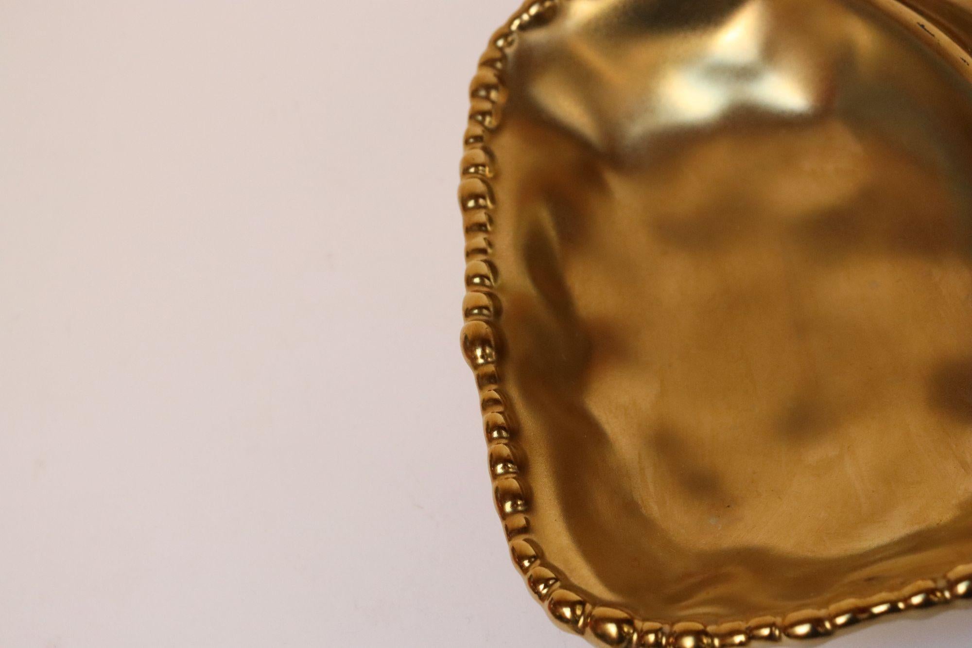 Vintage Gold Toned Porzellan geteilt Servierplatte im Angebot 8