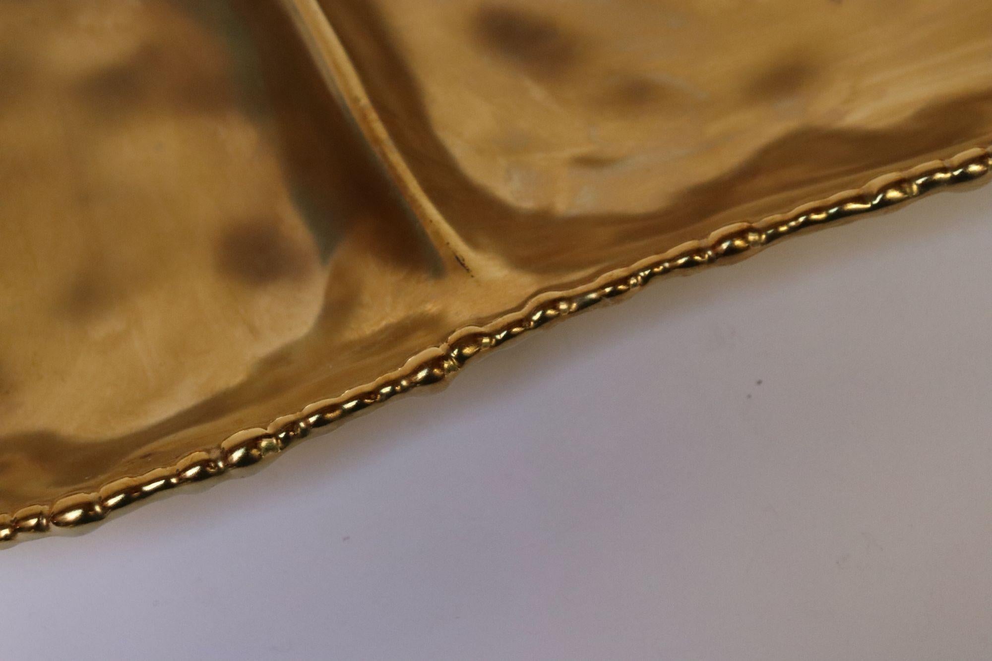 Vintage Gold Toned Porzellan geteilt Servierplatte im Angebot 10