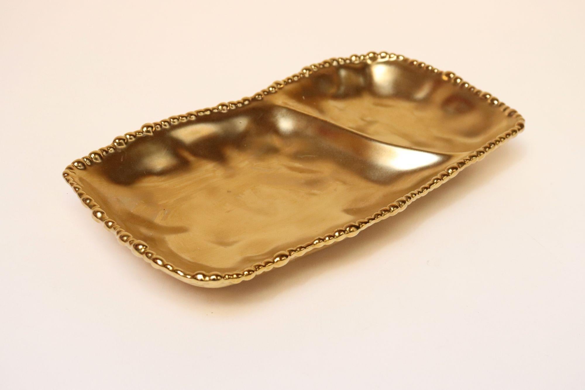 Vintage Gold Toned Porzellan geteilt Servierplatte im Angebot 1
