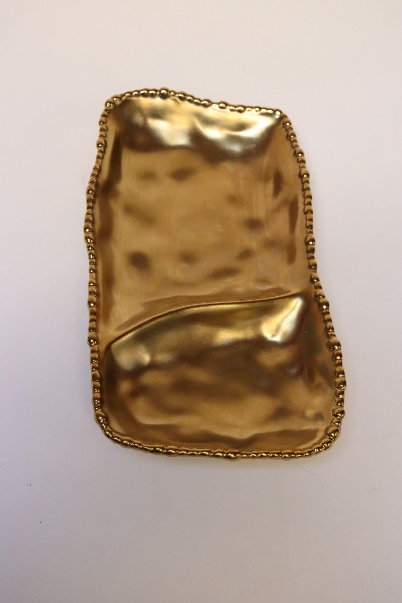 Vintage Gold Toned Porzellan geteilt Servierplatte im Angebot 2