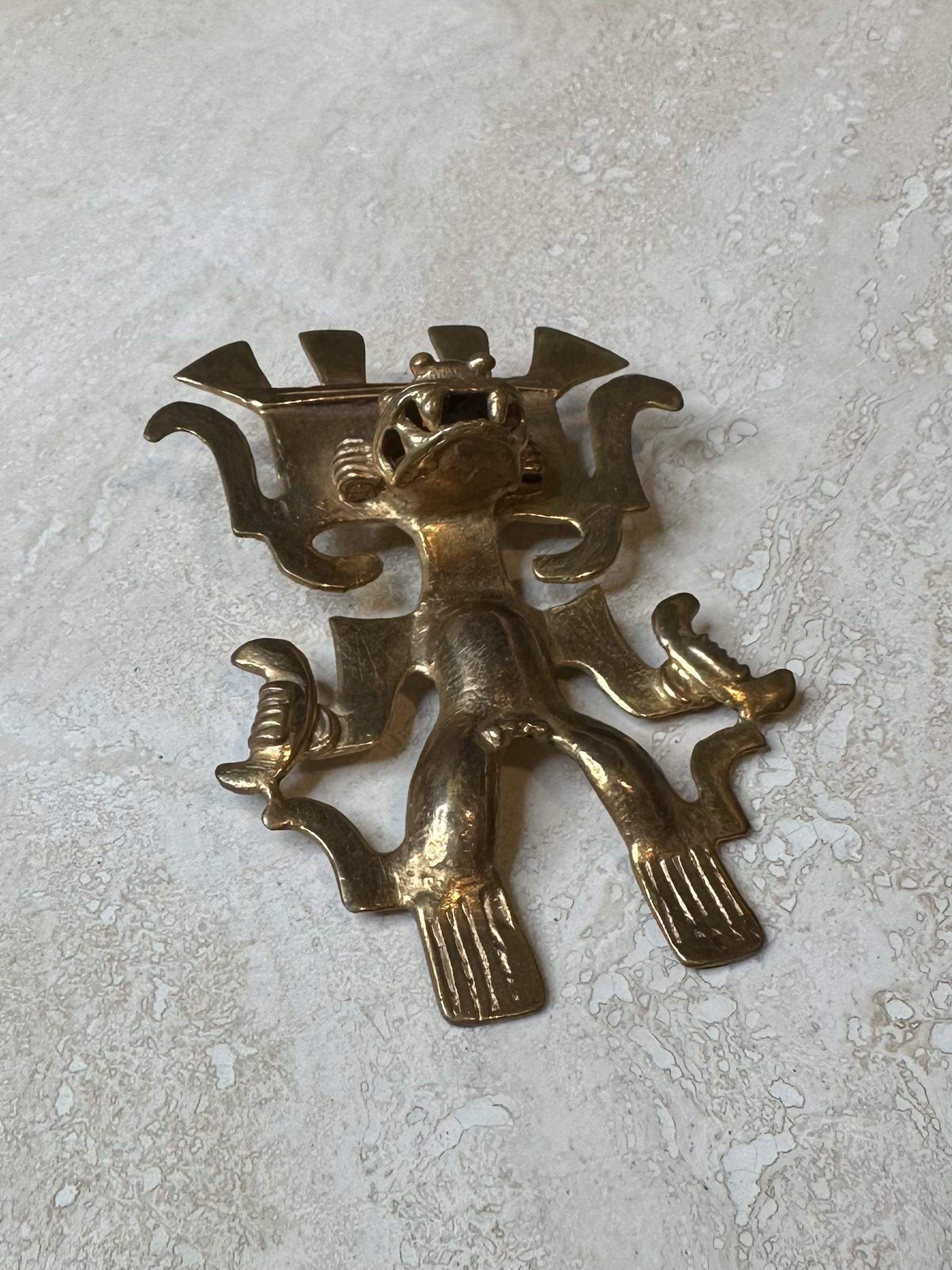 Regency Vintage Gold Tribal Pendant For Sale