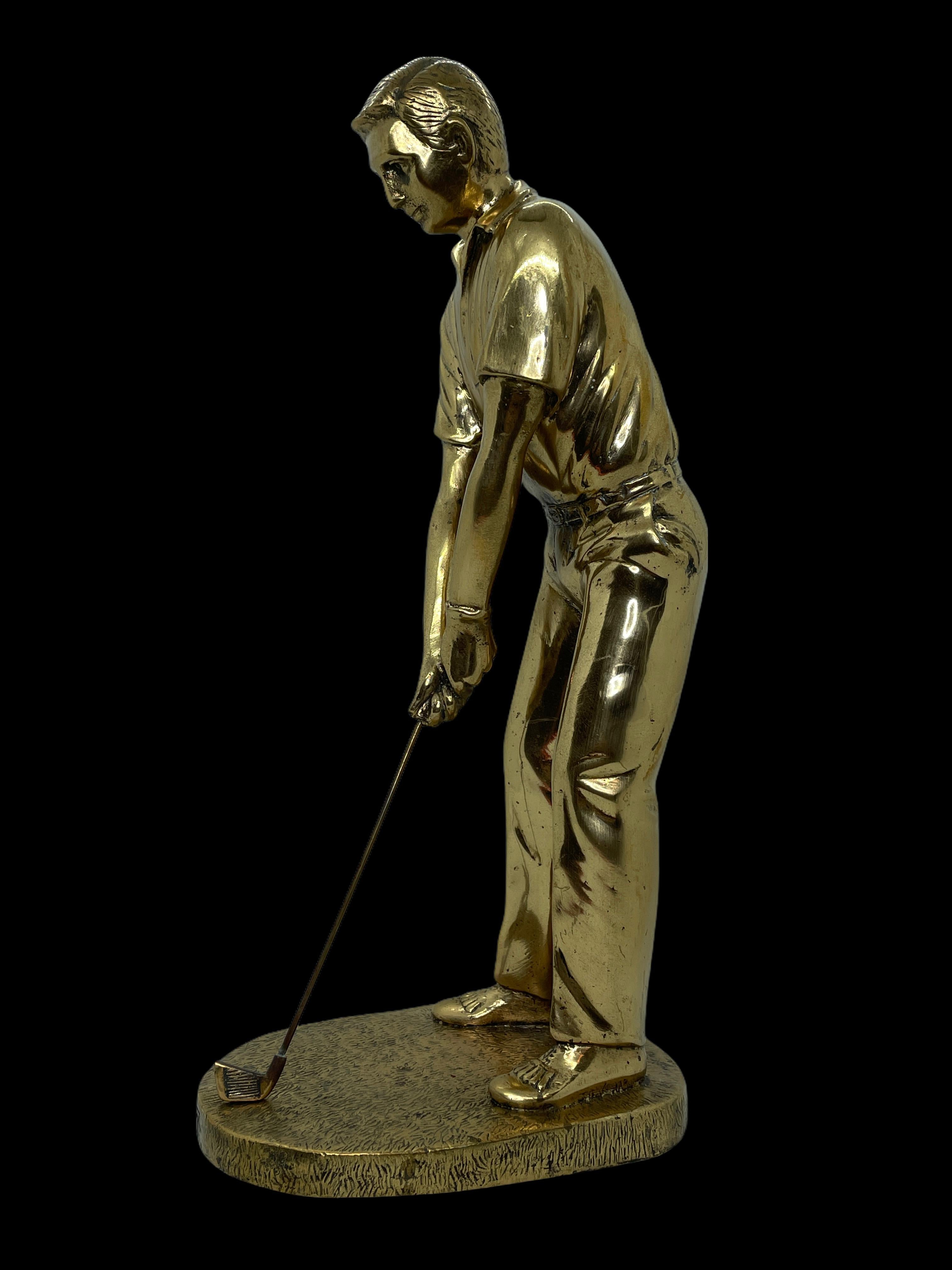 Mid-Century Modern Vintage Golfer Trophy Statue Bronze, Austria, 1960s
