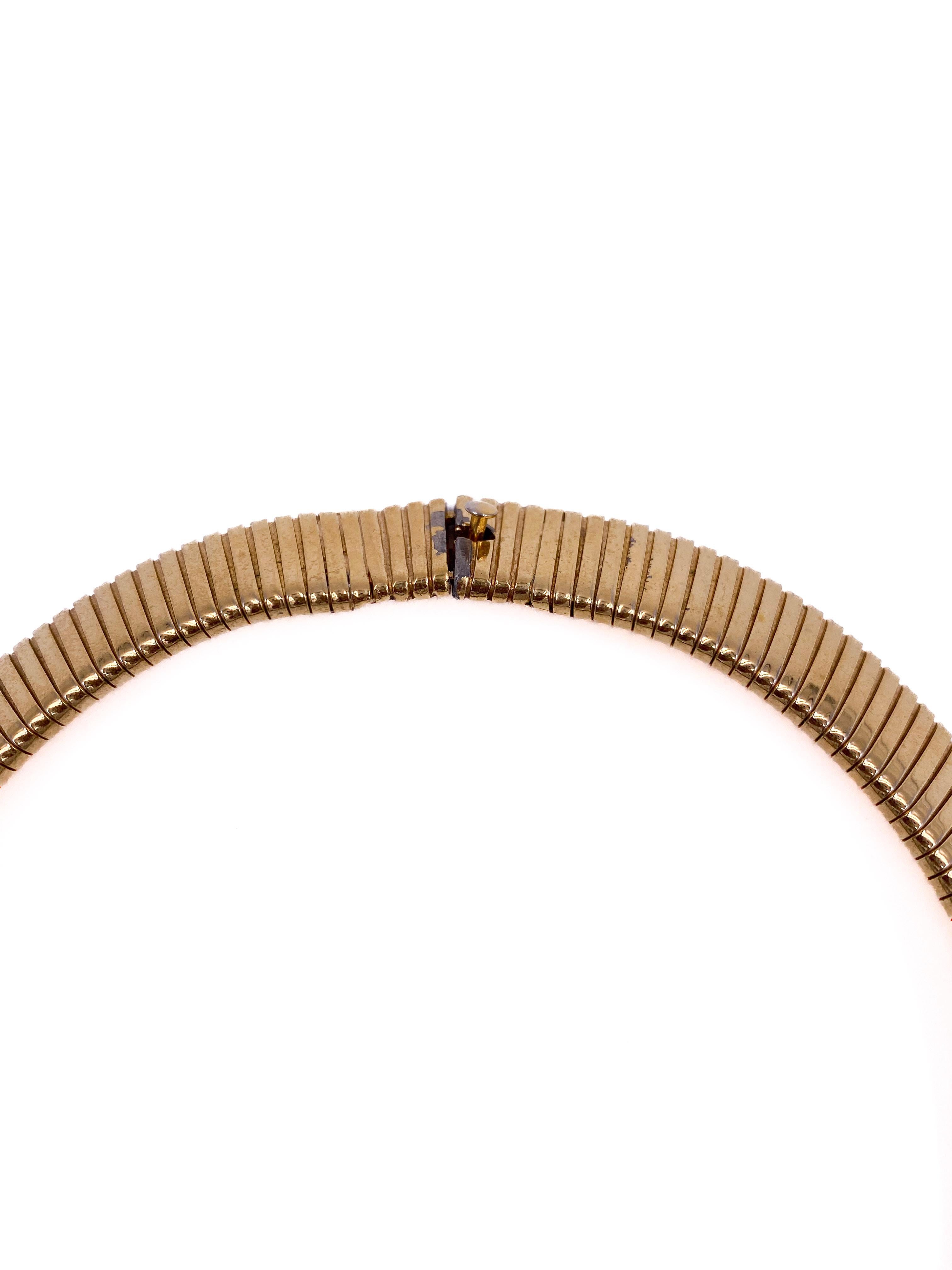 Vintage Gold Tubogas Necklace In Fair Condition For Sale In Los Angeles, CA
