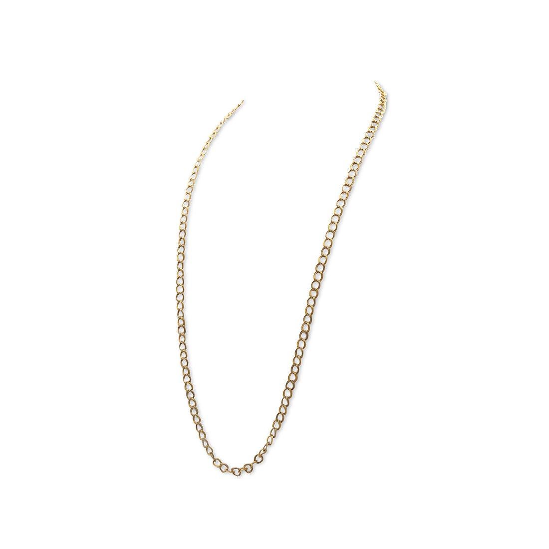 Vintage nautical-inspired link necklace crafted in 18 karat yellow and white gold.  The alternating rope-textured links measure 7.5mm wide. The necklace measure 17.5 inches in length. Stamped 750, 195T0. The necklace is not presented with the