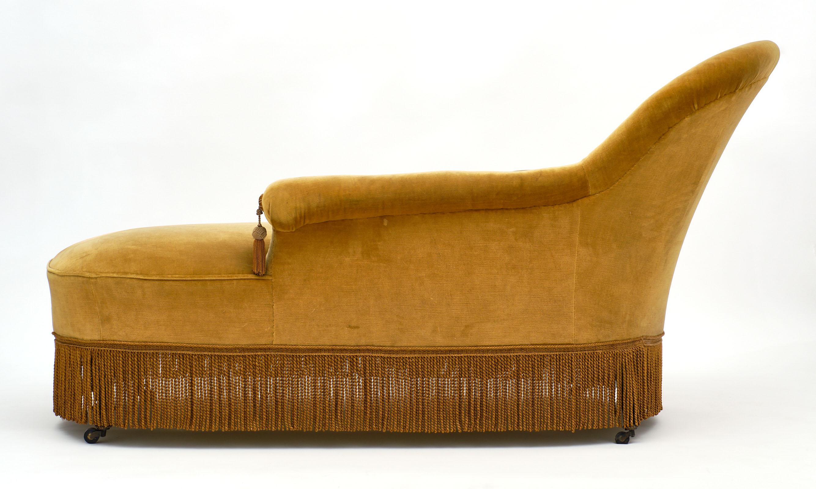 Vintage Gold Velvet Chaise Lounge 2