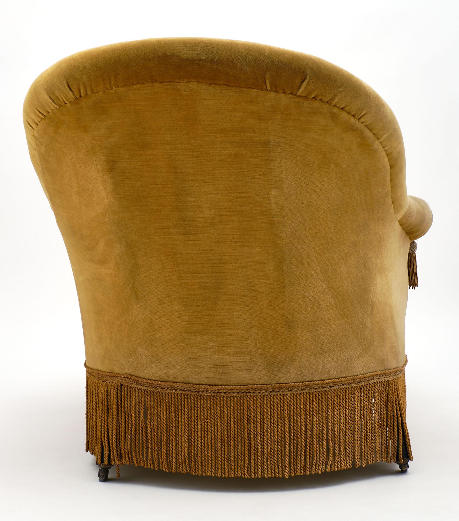 Vintage Gold Velvet Chaise Lounge 1