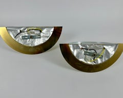 Vintage Gold Wall Lights 24k Gold Plated Half Moons Pair of Regency Sconces