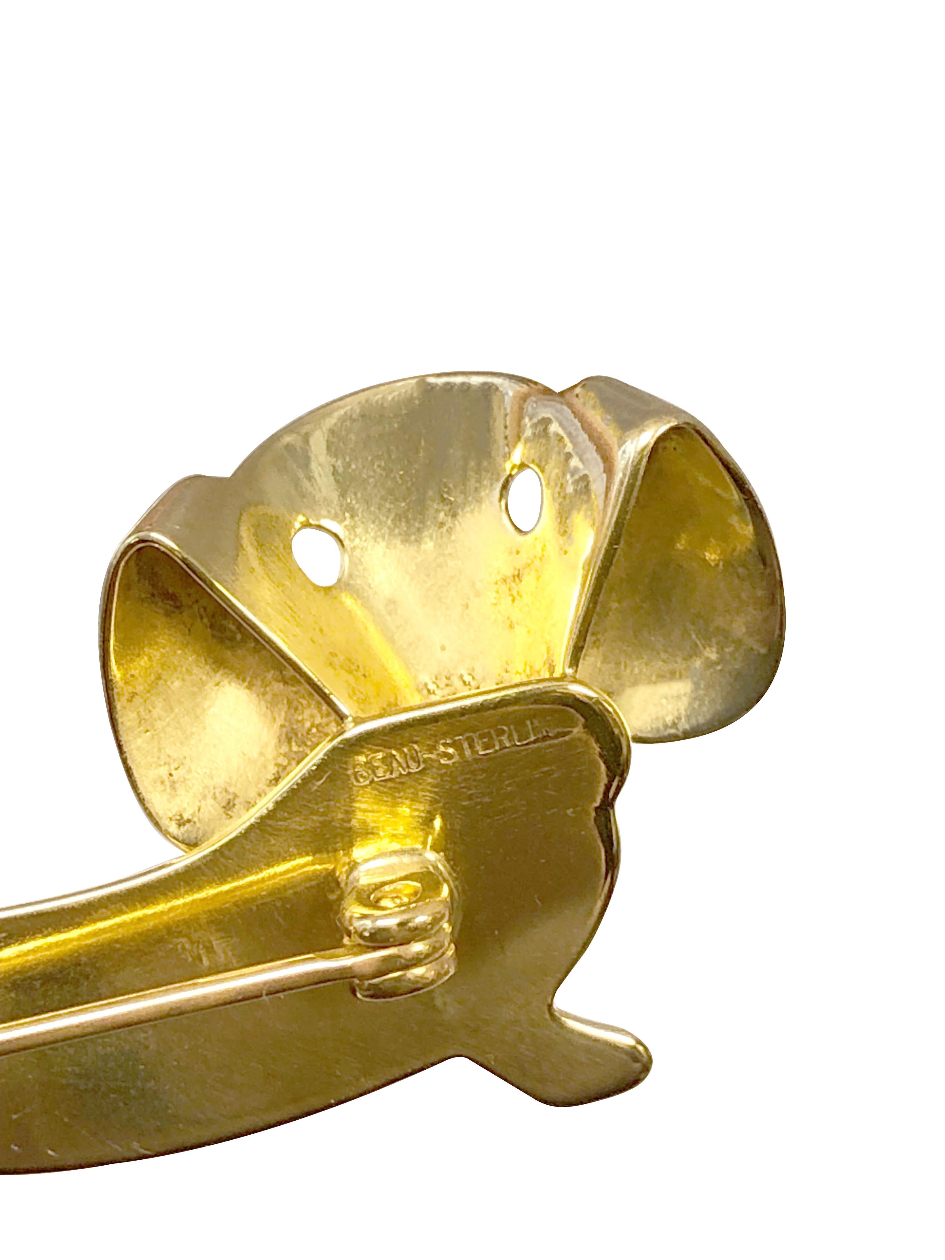 Women's or Men's Vintage Gold Wash Dachshund Dog Brooch