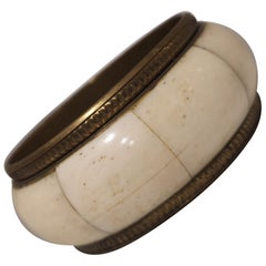 Vintage Gold white stone bangle bracelet