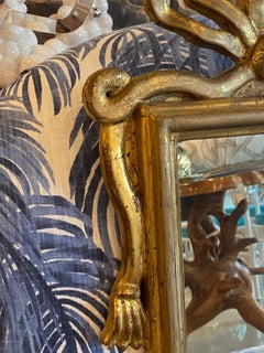 Vintage Gold Wood Gilt Wall Mirror Ribbon Tassel Bow