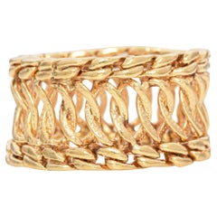 Vintage Gold Yellow Woven Link Flexible Ring