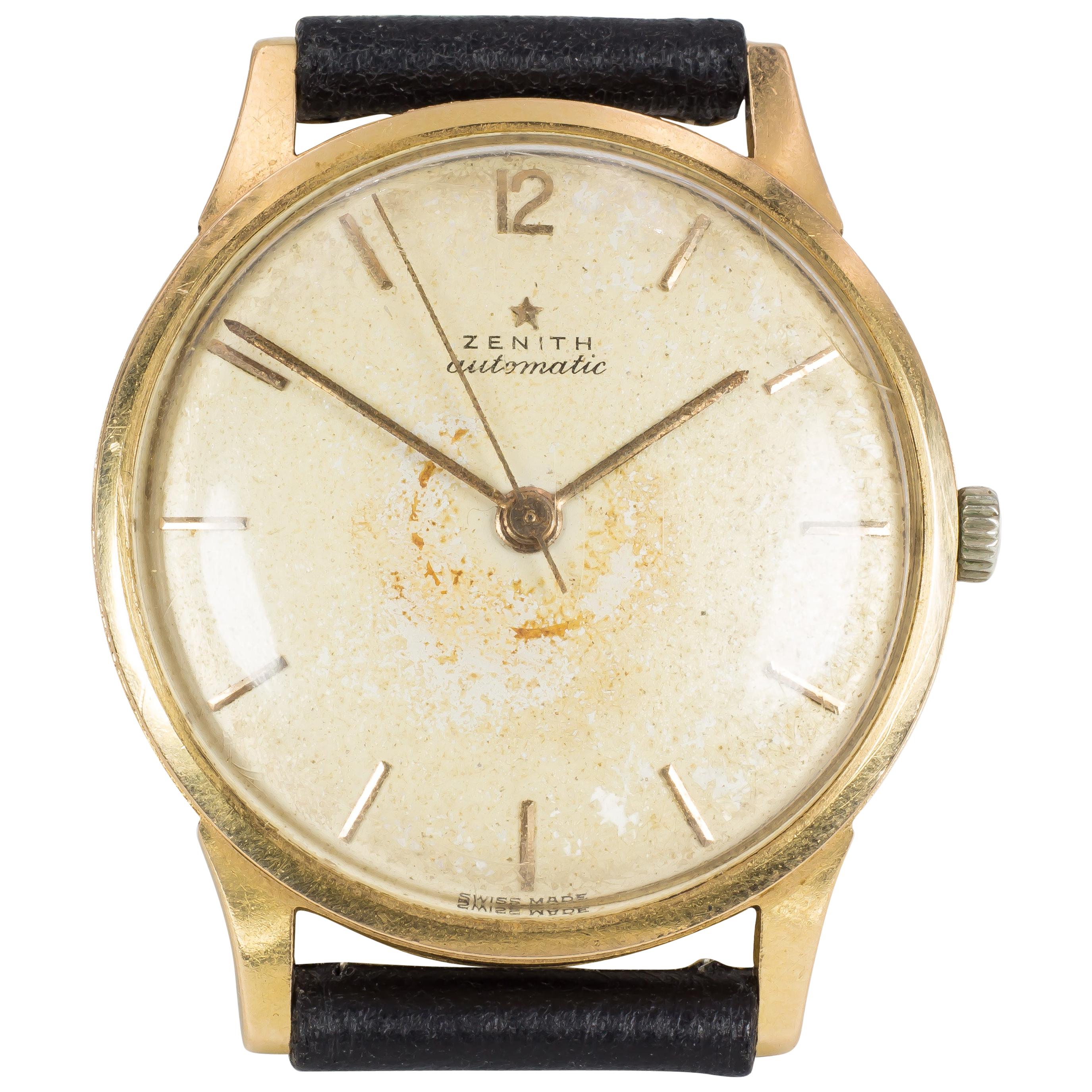 Vintage Gold Zenith Automatic Wristwatch, 1950s For Sale