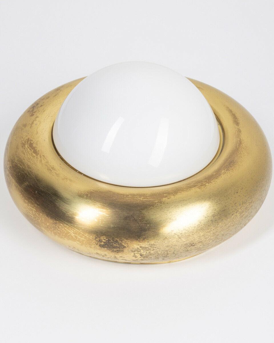 Italian Vintage Golden 60's Ceiling or Wall Lamp Design Valenti For Sale