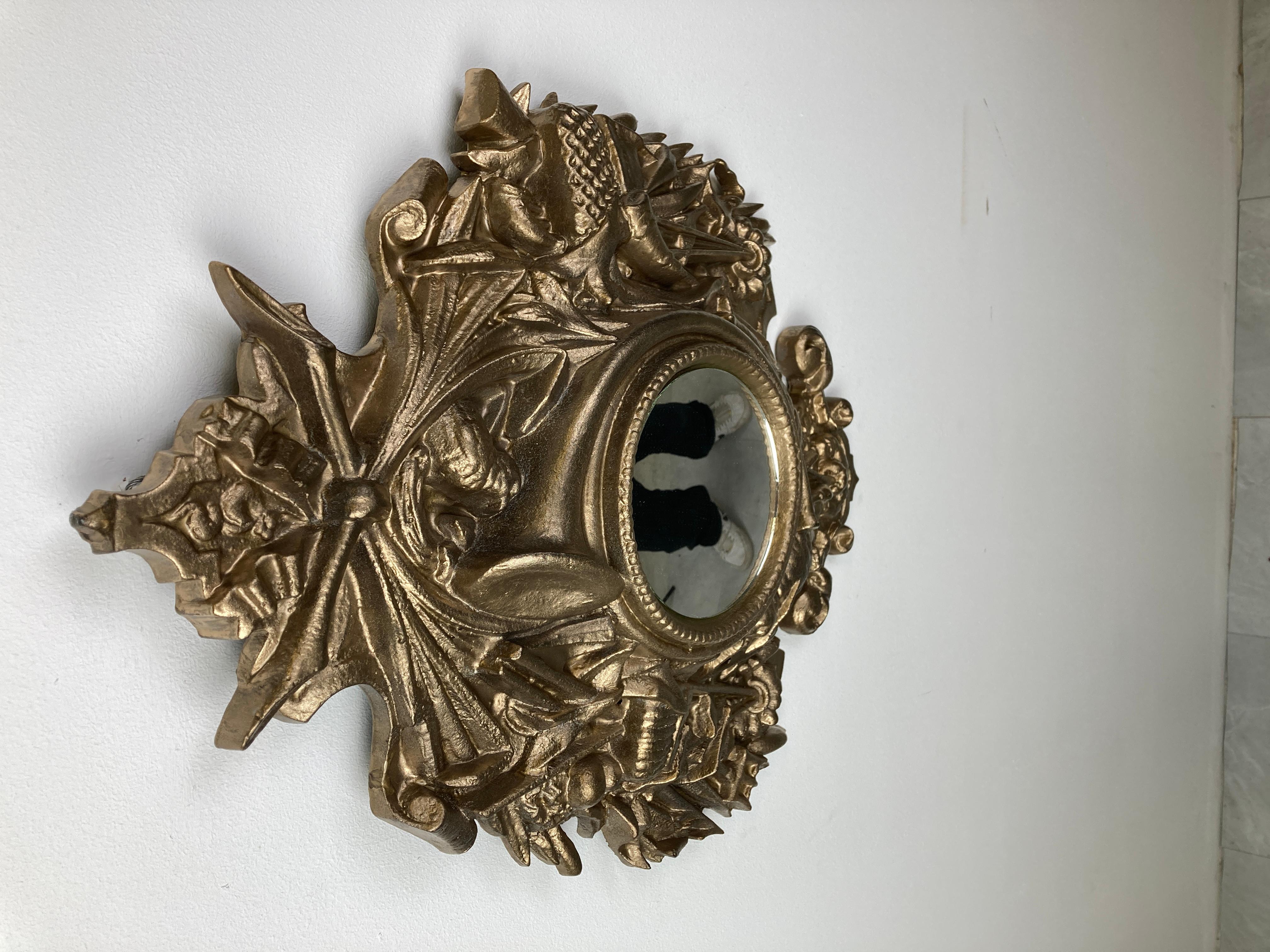 Vintage Golden Baroque Style Mirror, 1960s For Sale 4