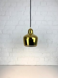 Vintage Golden Bell Pendant Lamp by Alvar Aalto for Louis Poulsen, Denmark, 1950