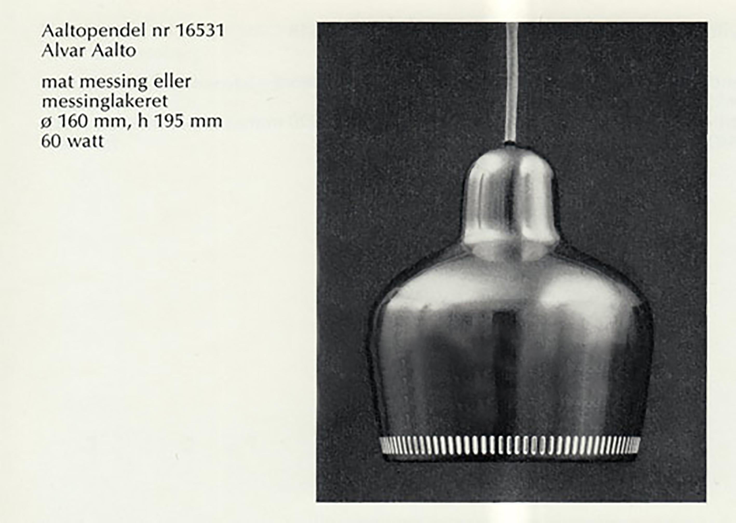 Vintage Golden Bell Pendant Lamp by Alvar Aalto for Louis Poulsen For Sale 9