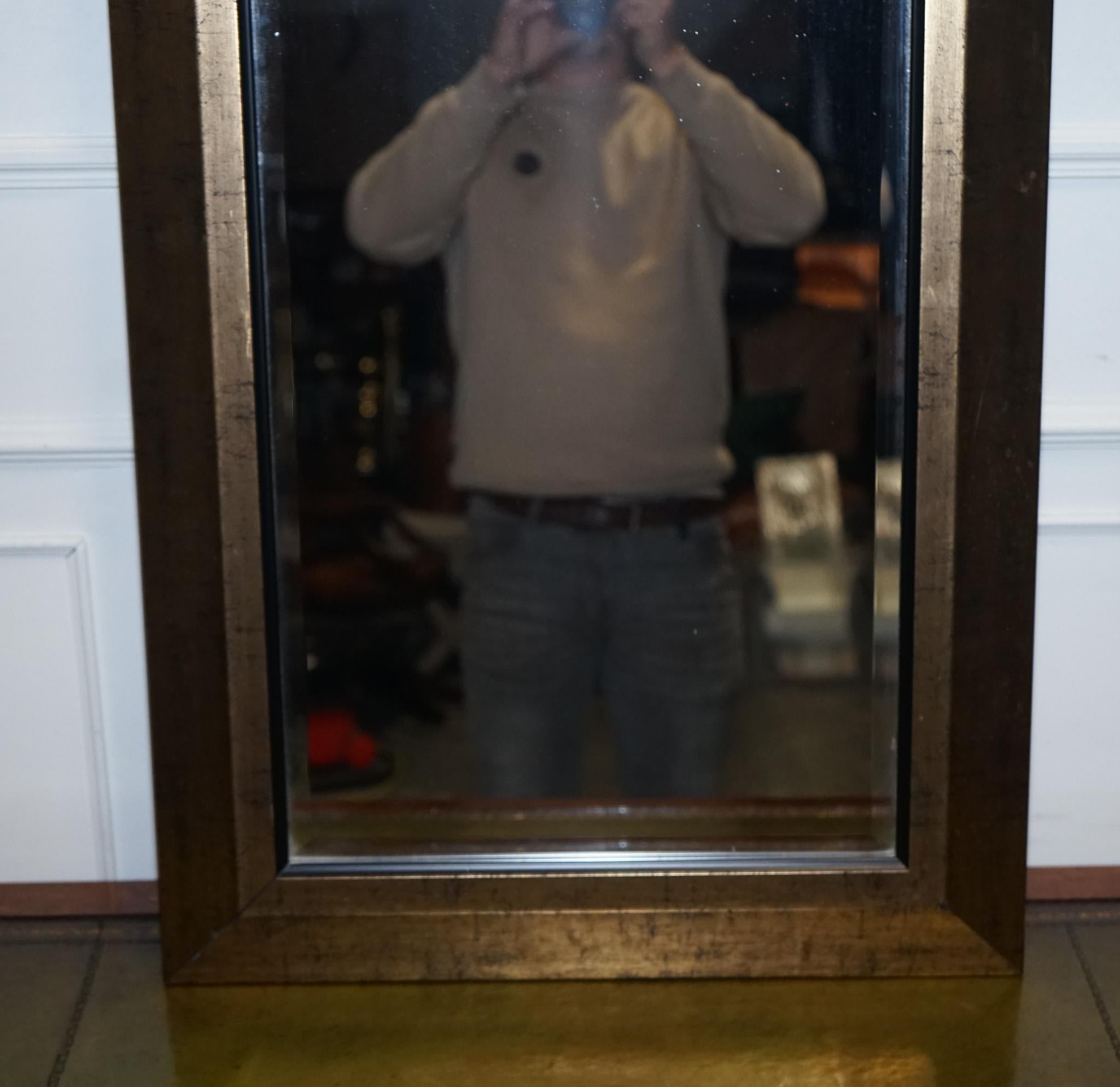VINTAGE GOLDENER BEVELLED WANDSPIEGEL HORIZONTAL ODER VERTIKAL AUFGEHÄNGT im Zustand „Gut“ im Angebot in Pulborough, GB