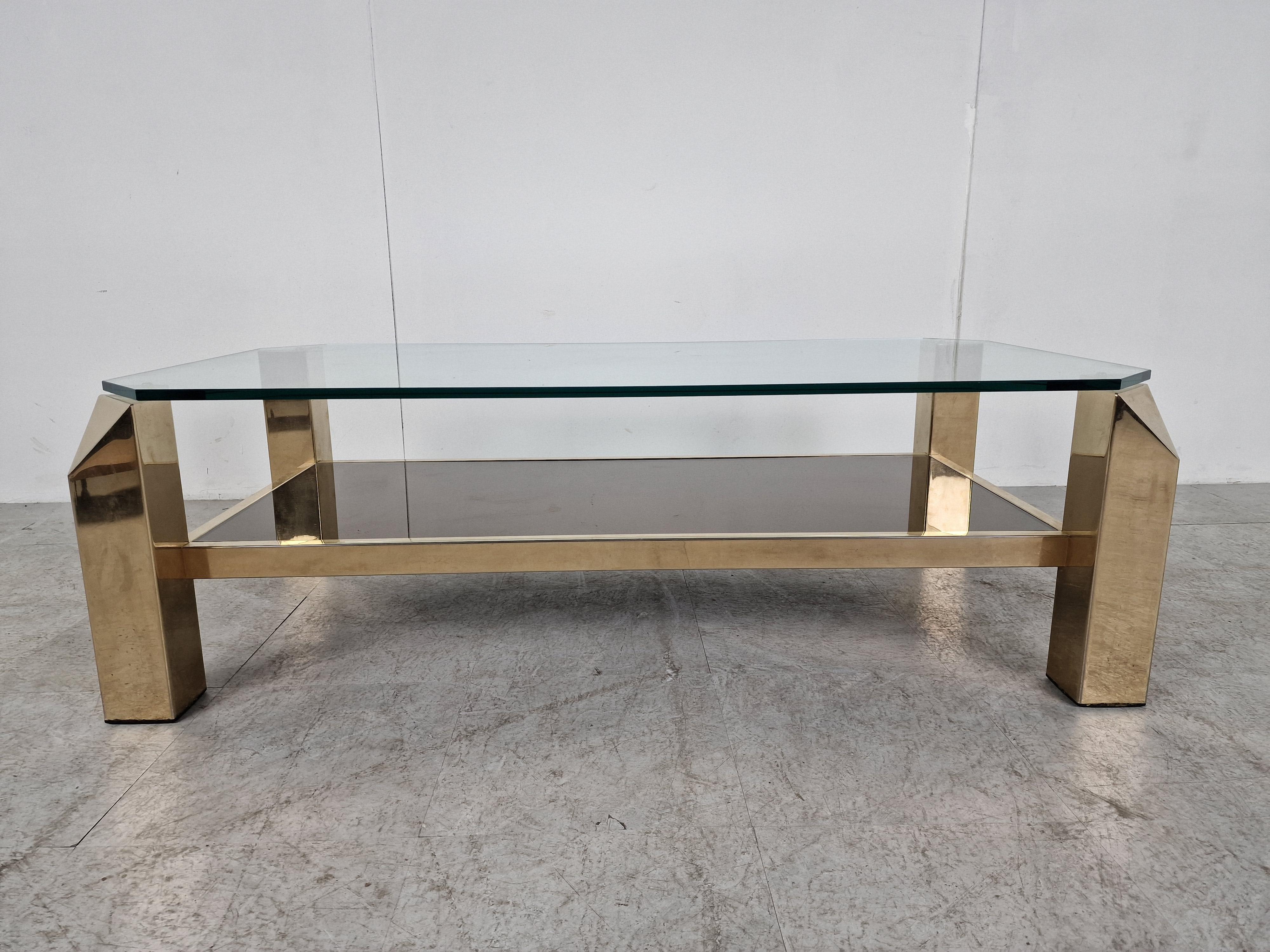 Belgian Vintage Golden Coffee Table, 1970 For Sale