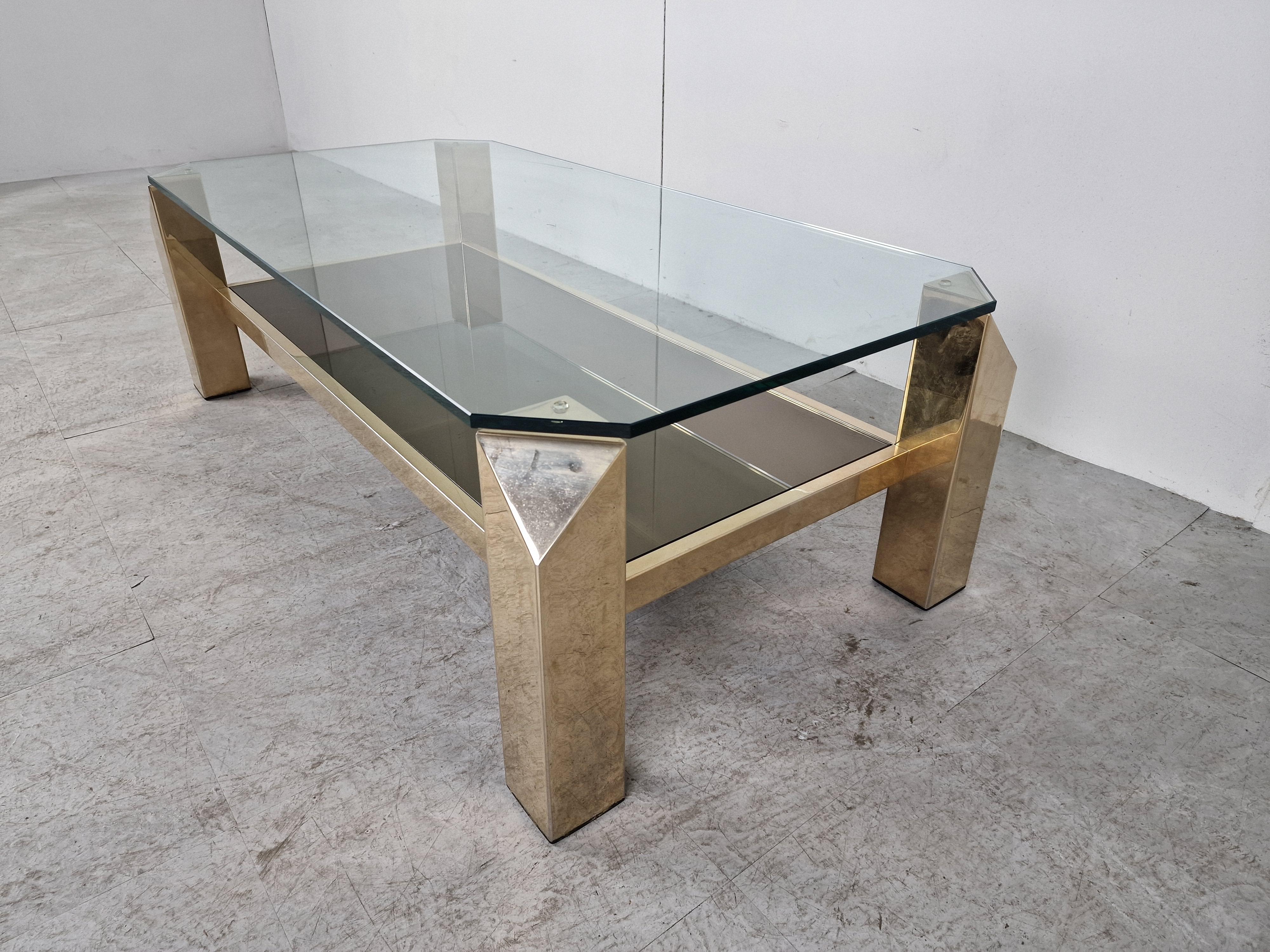 Gold Plate Vintage Golden Coffee Table, 1970 For Sale