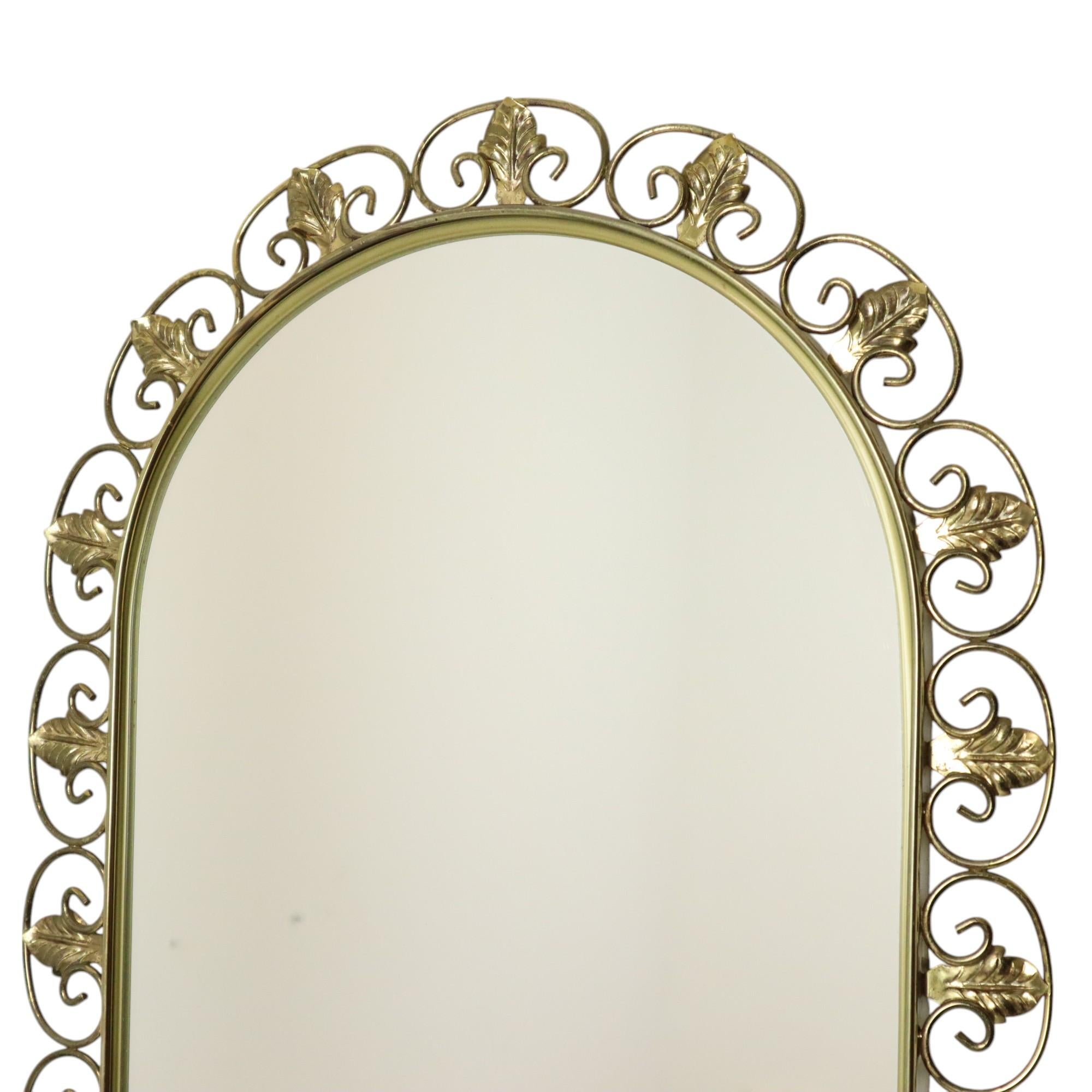 Hollywood Regency Vintage Golden Deknudt Mirror Copper Plated Metal Acanthus For Sale
