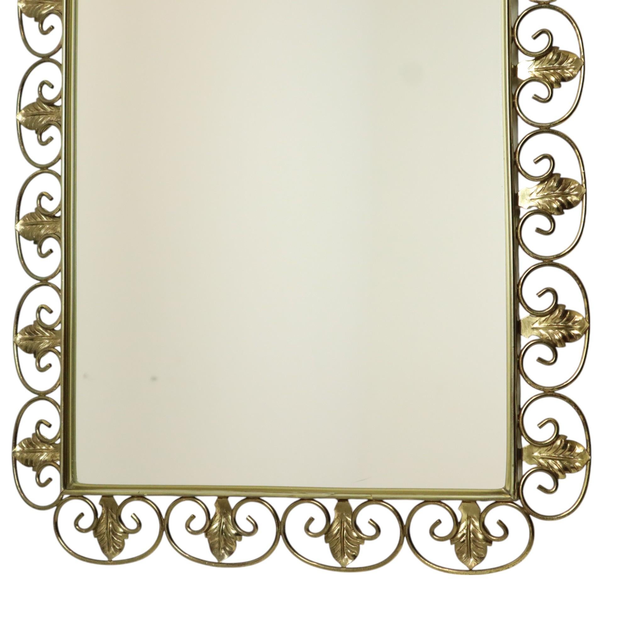 Belgian Vintage Golden Deknudt Mirror Copper Plated Metal Acanthus For Sale