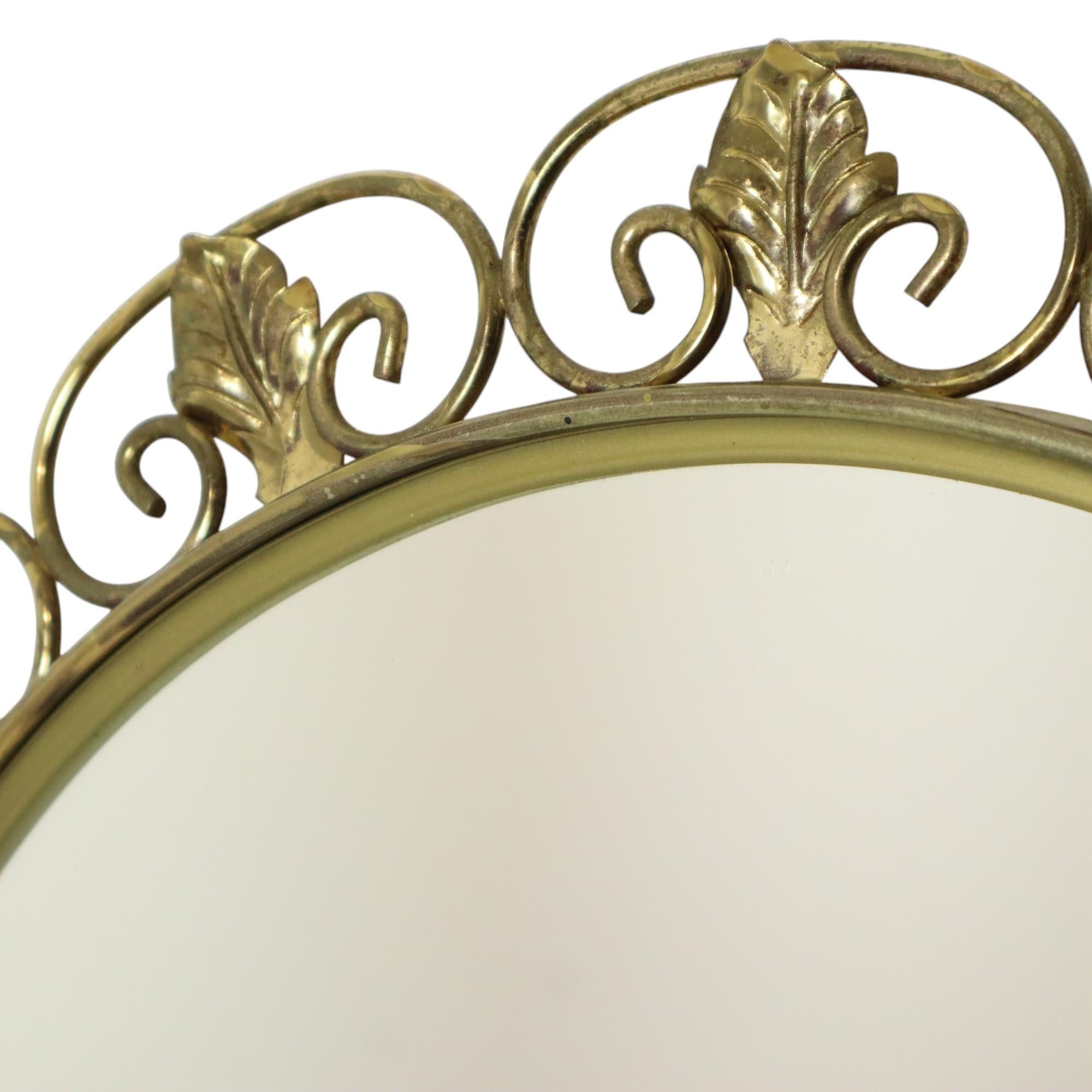 Vintage Golden Deknudt Mirror Copper Plated Metal Acanthus In Good Condition For Sale In Poperinge, BE