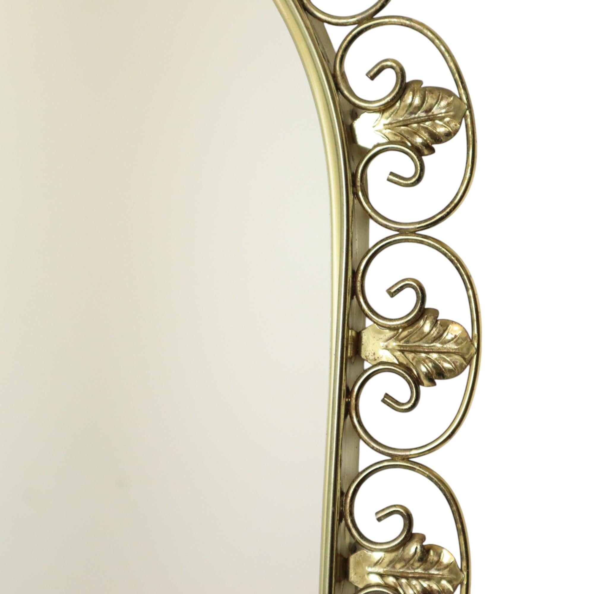 Mid-20th Century Vintage Golden Deknudt Mirror Copper Plated Metal Acanthus For Sale