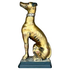 Vintage Golden Dog Sculpture Lamp