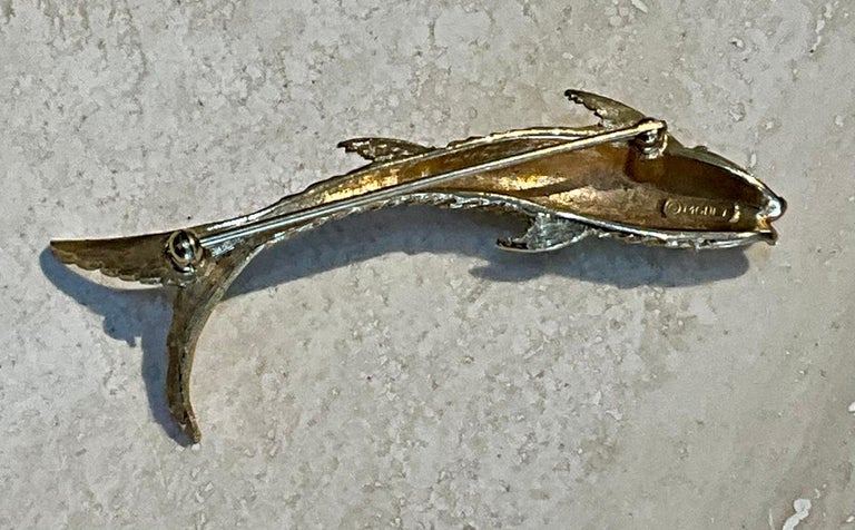 Broche Vintage Poisson En Métal Argenté - Occasion Avec Traces D'usage