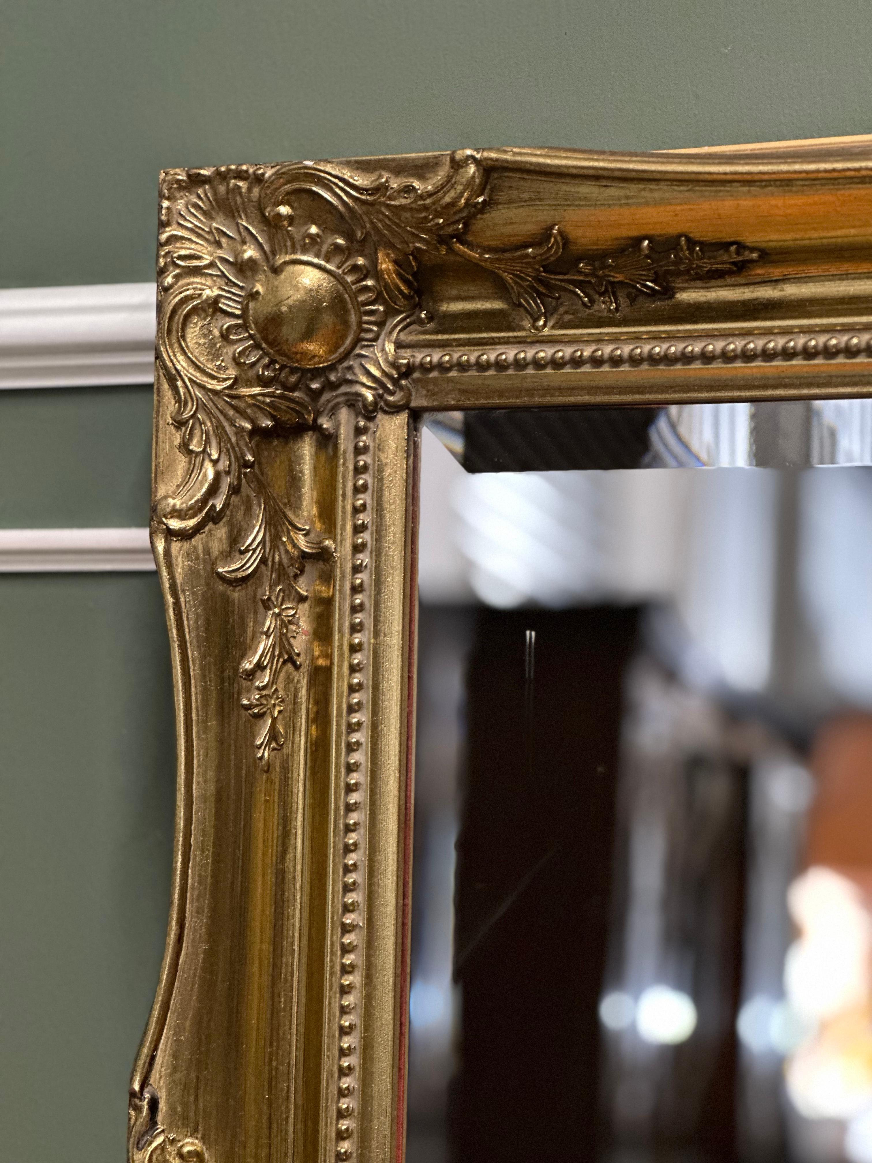 Vintage Golden Gilt Style Overmantel Wall Hanging Mirror In Good Condition For Sale In Pulborough, GB