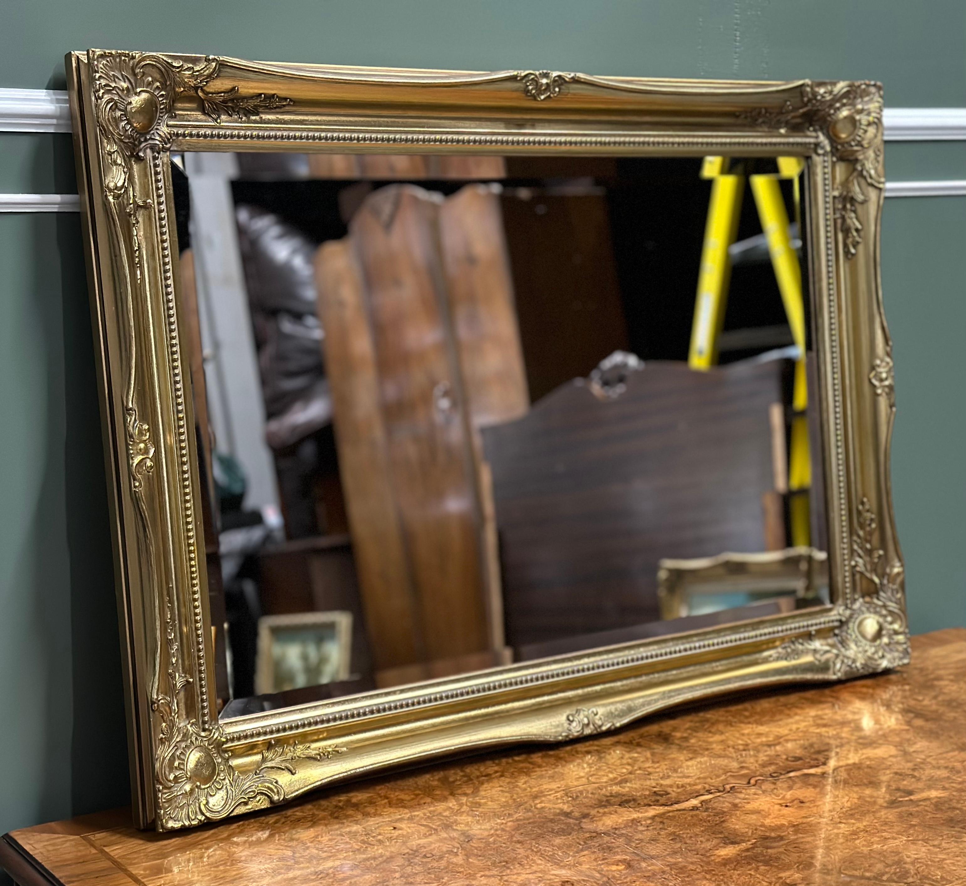 Vintage Golden Gilt Style Overmantel Wall Hanging Mirror For Sale 1