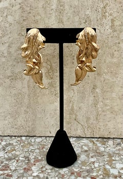 Vintage Golden Leaf Tassel Earrings