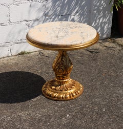 Tavolo consolle in legno e mable d'oro d'epoca - Tavolo da cocktail barocco anni 50