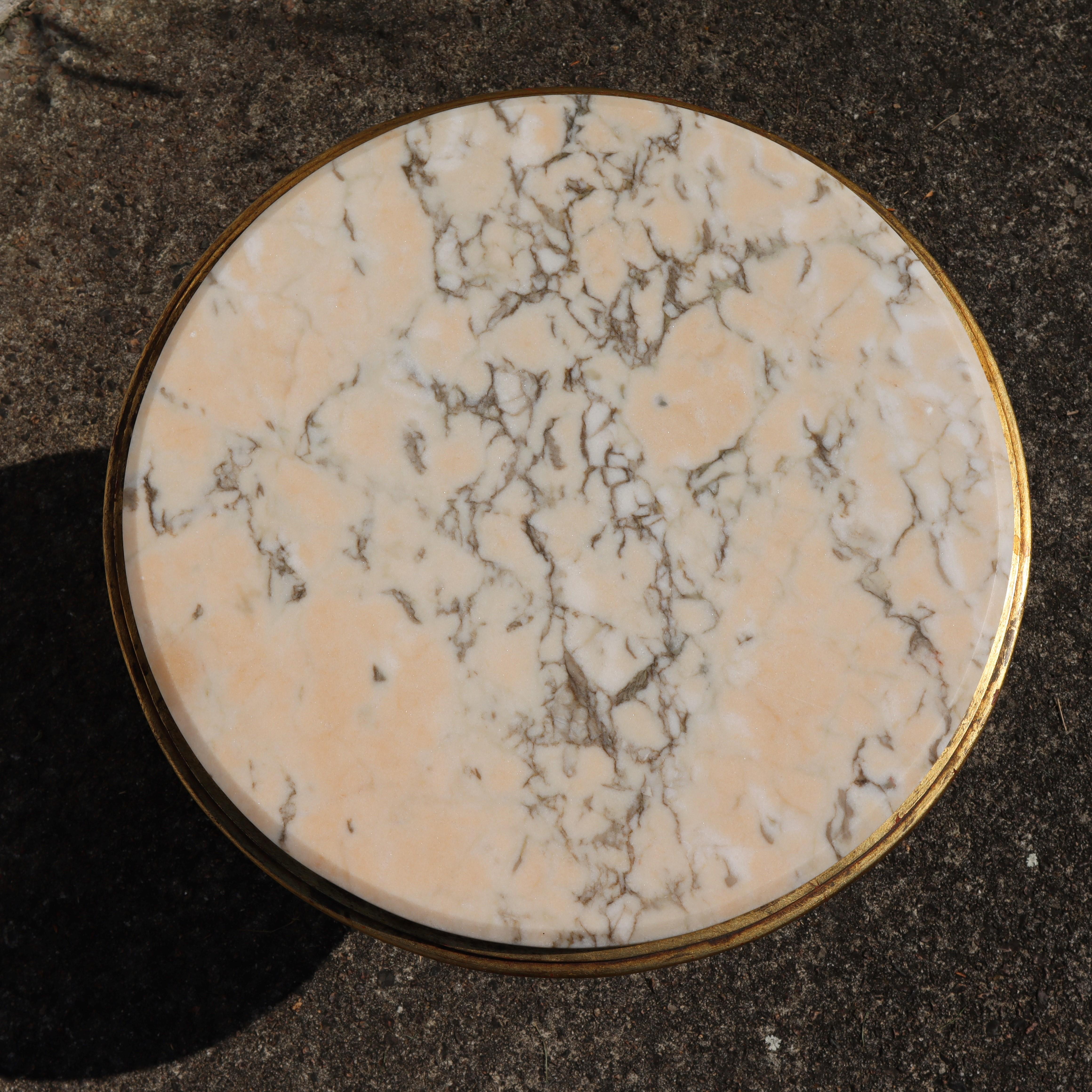 Francese Tavolo consolle in legno e mable d'oro d'epoca - Tavolo da cocktail barocco anni 50