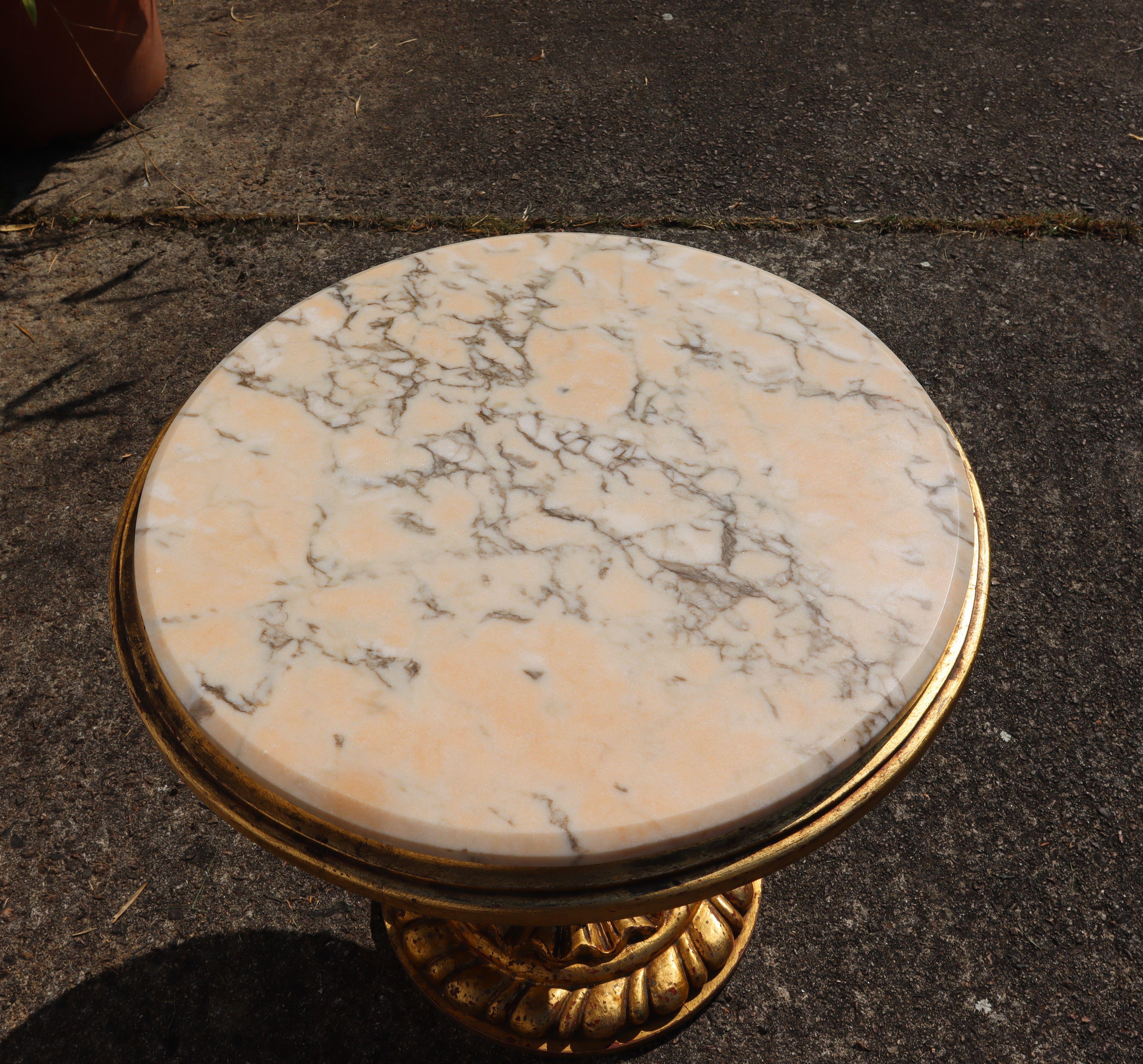 Tavolo consolle in legno e mable d'oro d'epoca - Tavolo da cocktail barocco anni 50 In condizioni buone a Bussiere Dunoise, Nouvel Aquitaine