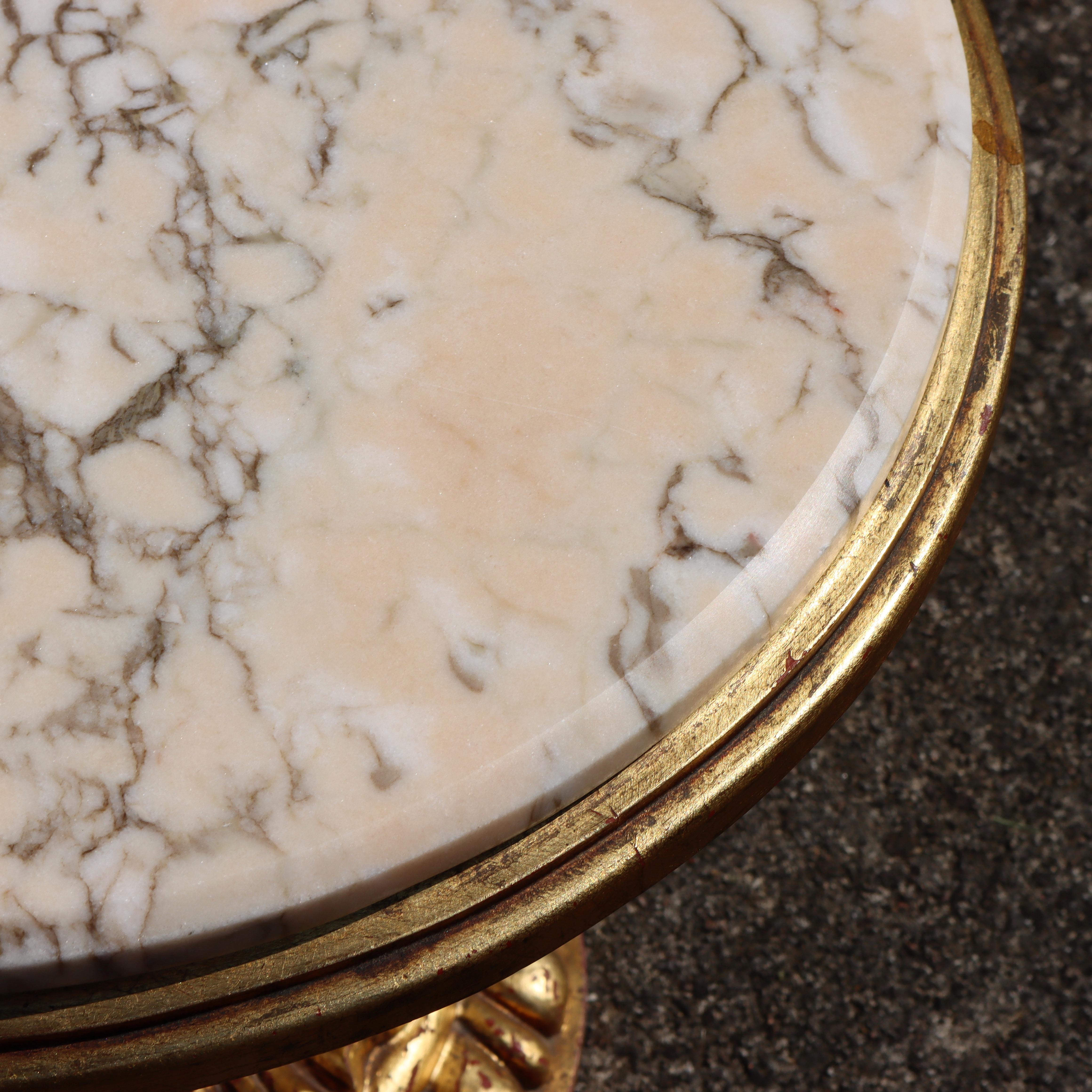 Tavolo consolle in legno e mable d'oro d'epoca - Tavolo da cocktail barocco anni 50 1