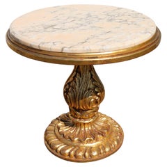 Tavolo consolle in legno e mable d'oro d'epoca - Tavolo da cocktail barocco anni 50