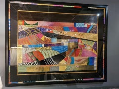 Vintage "Golden Meadow" Multimedia Textured Abstract Wall Art