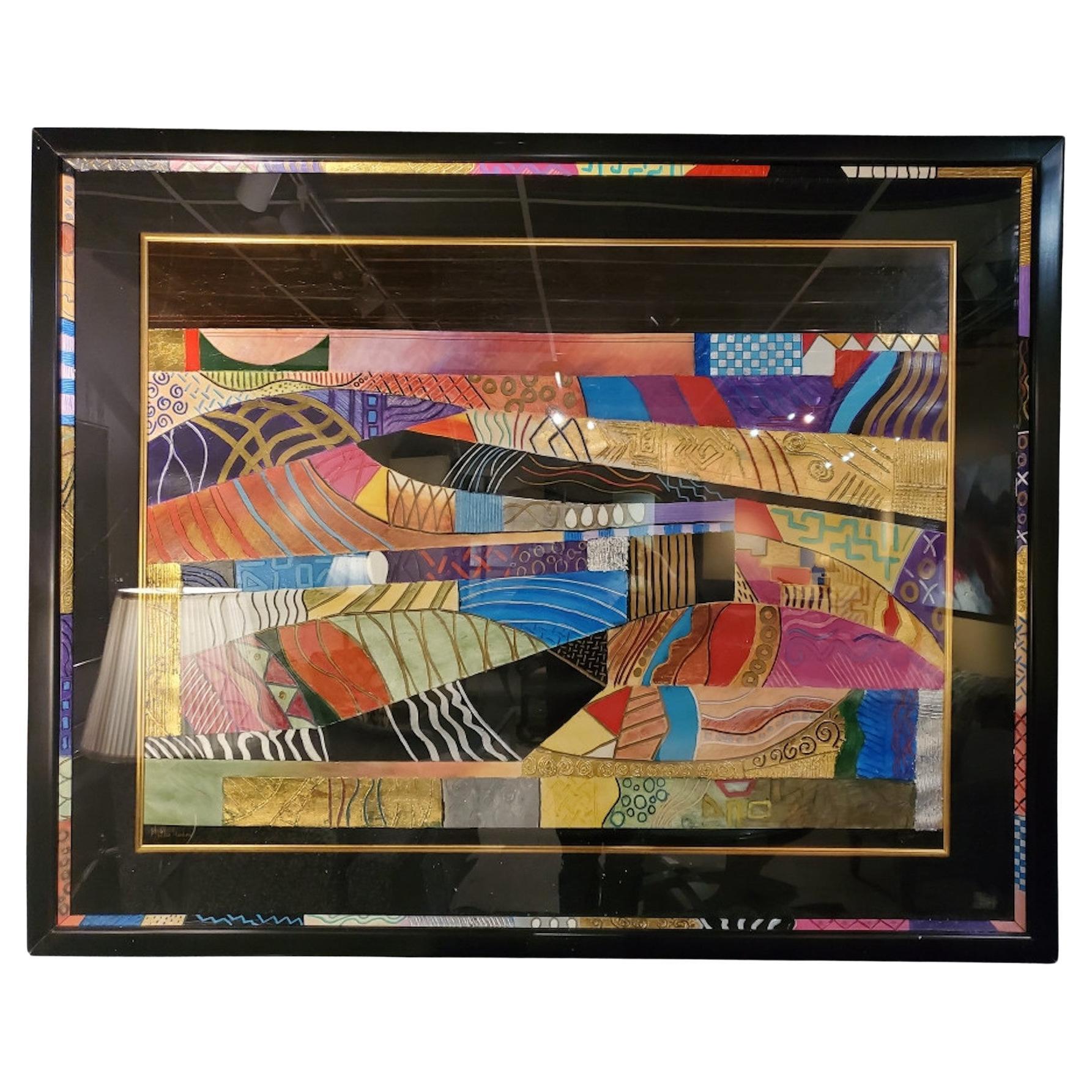 Vintage "Golden Meadow" Multimedia Textured Abstract Wall Art