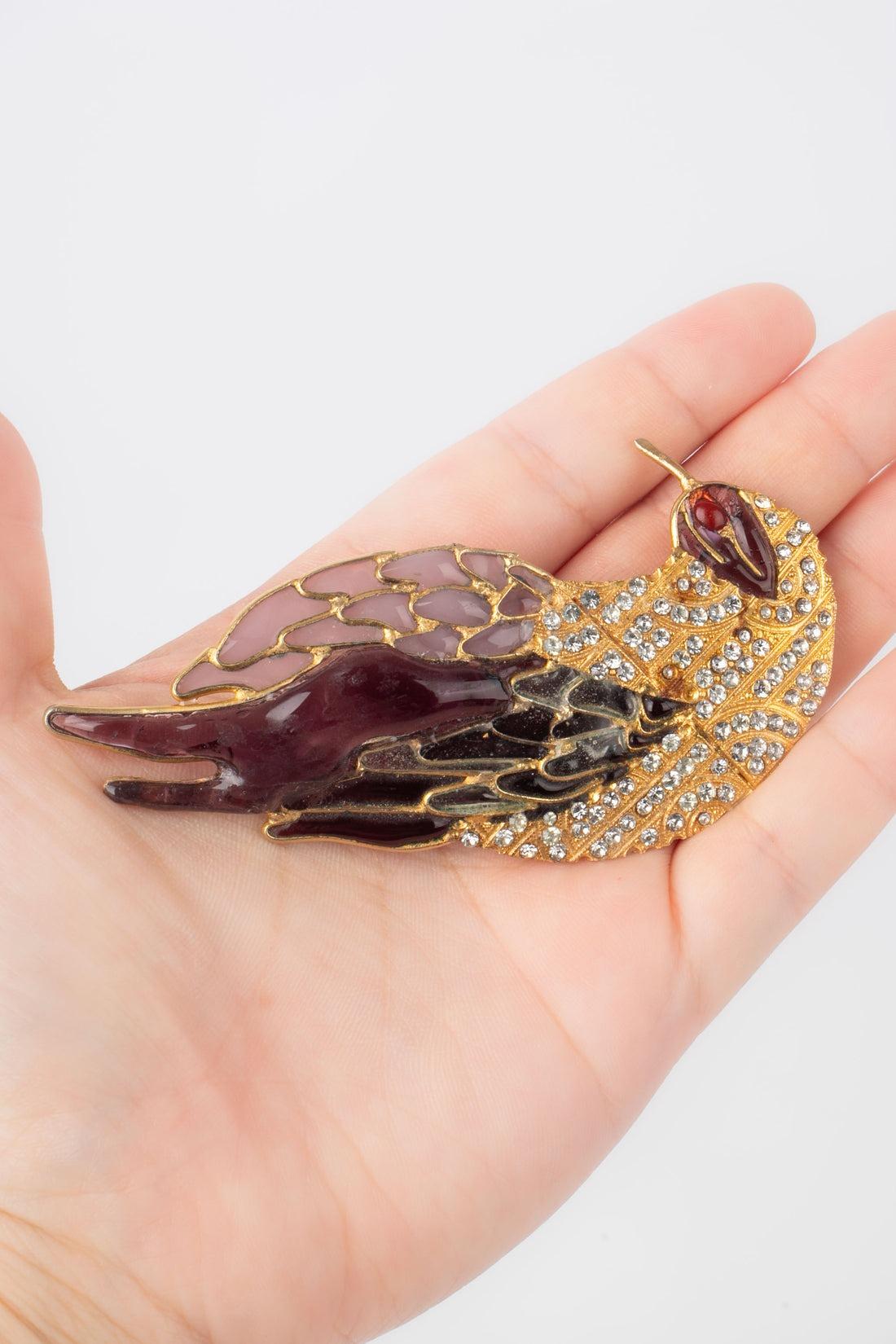 Unbekannt - Vogel-Brosche aus goldenem Metall, verziert mit Strass und Glaspaste.

Zusätzliche Informationen:
Zustand: Guter Zustand
Abmessungen: Höhe: 9 cm

Referenz des Sellers: BR83