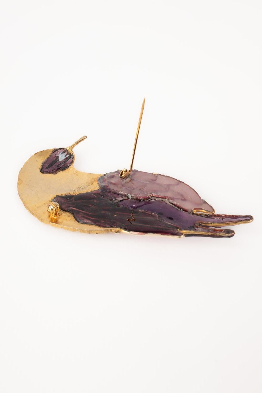 Brosche „ Vogel“ aus goldenem Metall im Zustand „Gut“ im Angebot in SAINT-OUEN-SUR-SEINE, FR
