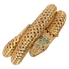 Vintage Golden Metal Snake Bracelet