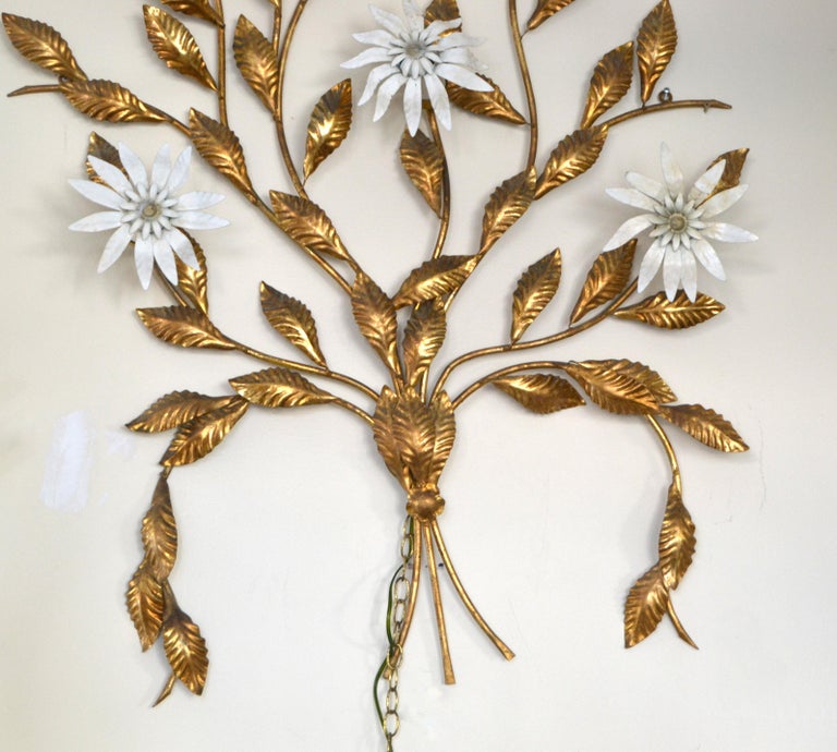 Vintage Golden Metal Tree Branch Wall Sculpture with 5 ...