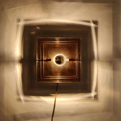 Vintage Golden Mirror and Cristal Wall Lamp by Lakro Amstelveen, 1970s
