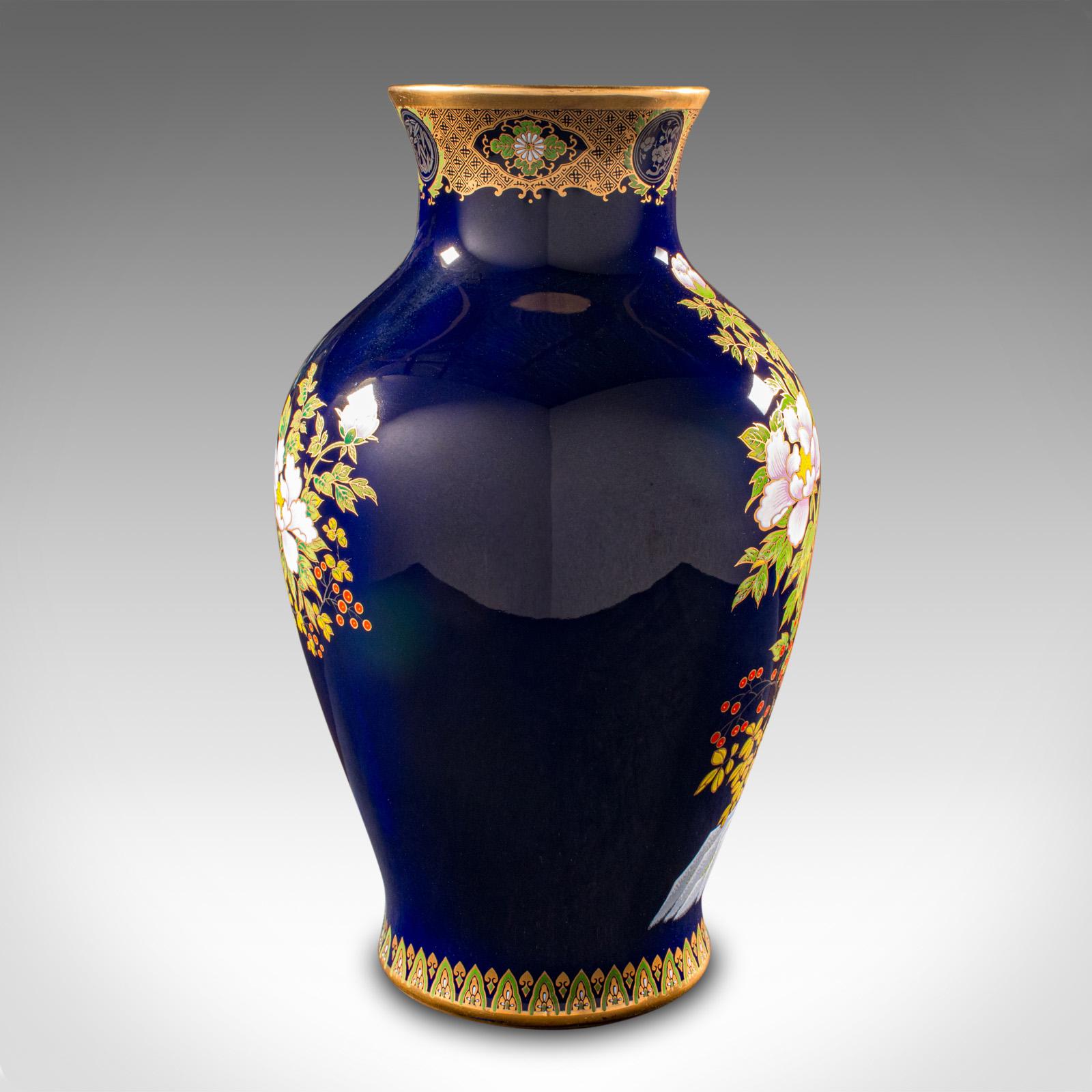 Mid-Century Modern Vintage Golden Pheasant Vase, Chinese, Lacquer Ceramic Baluster Urn, Flower Pot  For Sale
