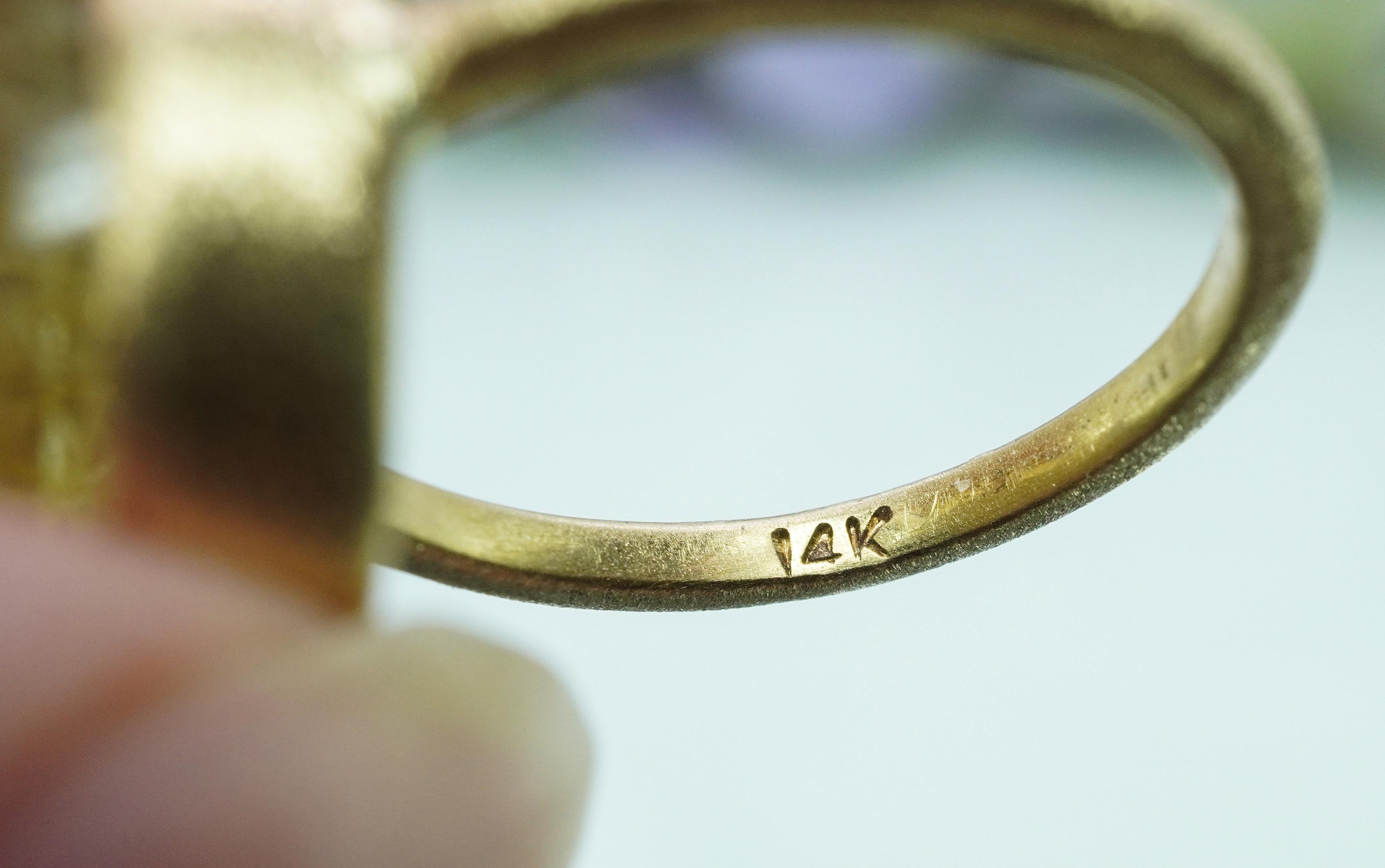 Vintage Golden Rutil Quartz 14K Yellow Gold Solitaire Ring Statement 8.8ct en venta 5