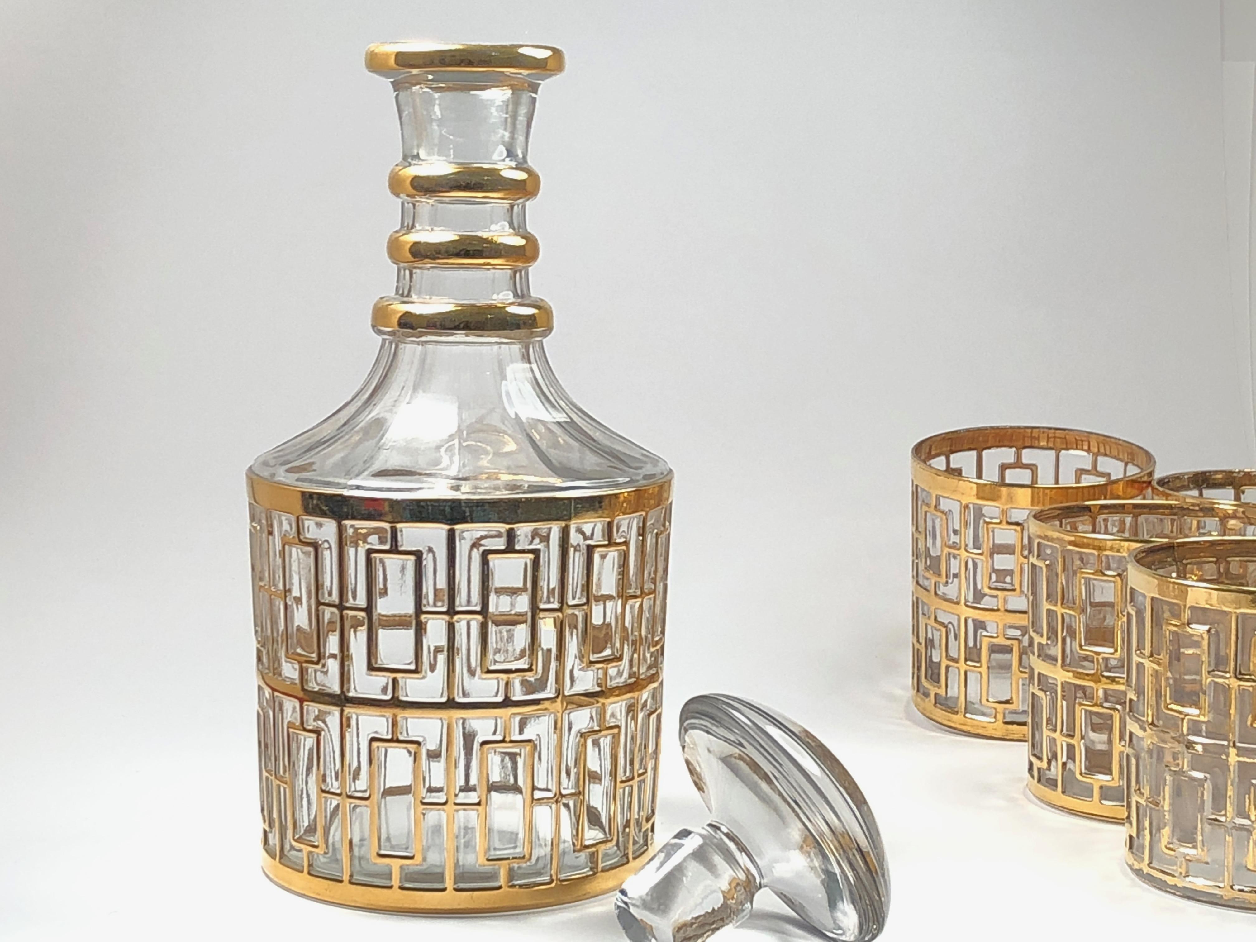 Vintage Golden Shoji, Imperial Glass No. 104 Glasses and Decanter Set 5